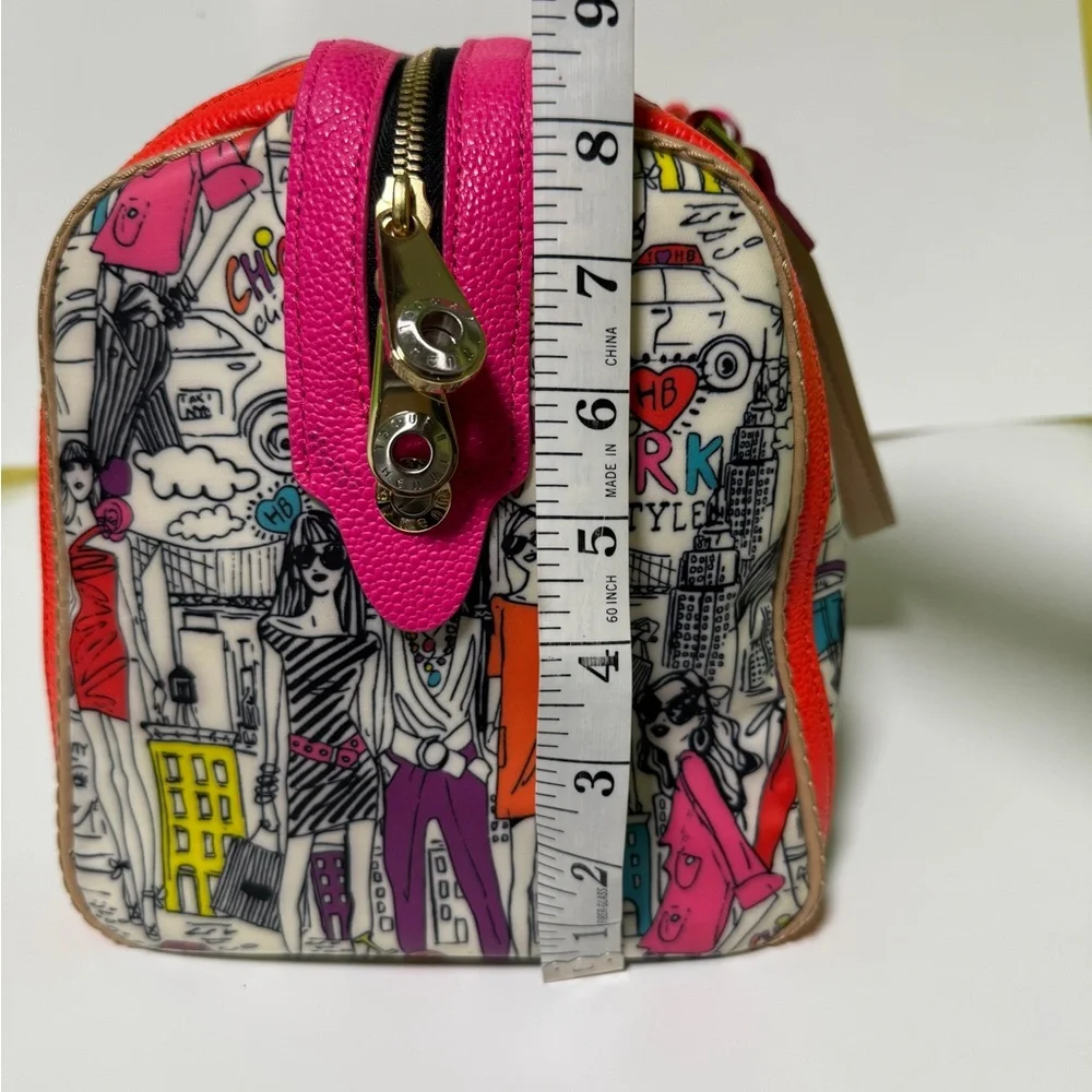 Henri Bendel Pink and Orange Satchel with Graphic Design - Picture 15 of 16
